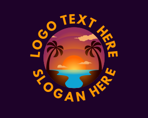Island - Sunset Island Travel logo design