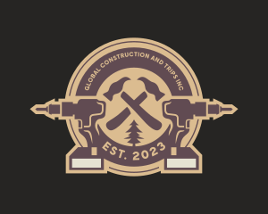 Drill - Carpentry Lumberjack Tools logo design