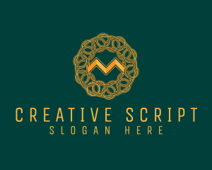 Lettering - Intricate Gold Letter M logo design