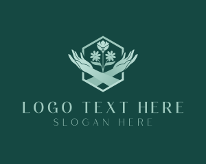 Yogi - Floral Hands Massage logo design