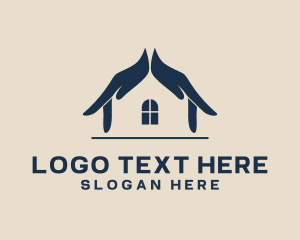Shelter - House Hand Shelter logo design