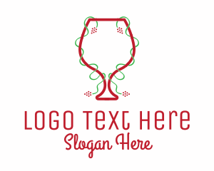 Alcoholic - Holiday Wine Glass logo design