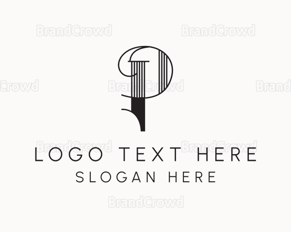 Elegant Decorative Pillar Letter P Logo