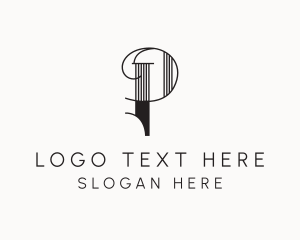 Interior Design - Elegant Decorative Pillar Letter P logo design