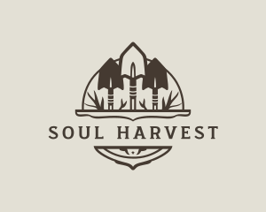 Shovel Farmer Harvest Tool logo design