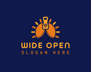 Open - Sun Solar Zipper logo design