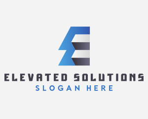 Abstract 3D Letter E Stairs logo design