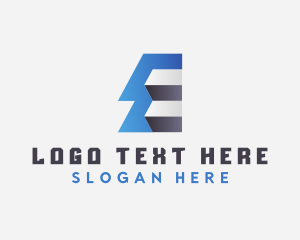 Polygon - Abstract 3D Letter E Stairs logo design
