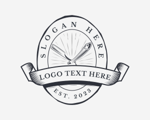Scissors - Barbershop Styling Badge logo design