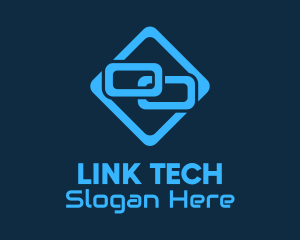 Blue Interlinked Chain Tech logo design