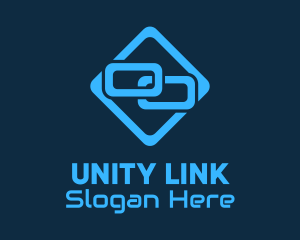 Blue Interlinked Chain Tech logo design
