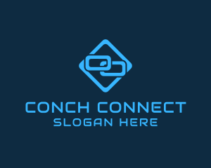 Blue Interlinked Chain Tech logo design