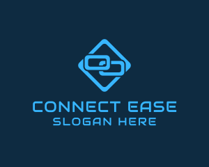 Blue Interlinked Chain Tech logo design