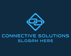 Blue Interlinked Chain Tech logo design