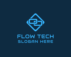 Blue Interlinked Chain Tech logo design