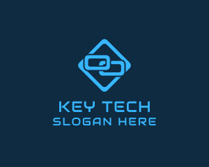 Blue Interlinked Chain Tech logo design