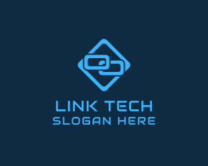 Blue Interlinked Chain Tech logo design