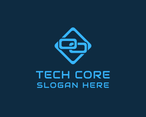 Blue Interlinked Chain Tech logo design