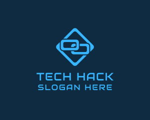 Blue Interlinked Chain Tech logo design