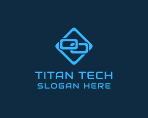 Blue Interlinked Chain Tech logo design