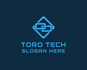 Blue Interlinked Chain Tech logo design