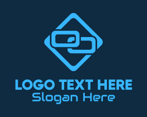 Linked - Blue Interlinked Chain Tech logo design