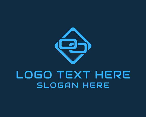 Linked - Blue Interlinked Chain Tech logo design