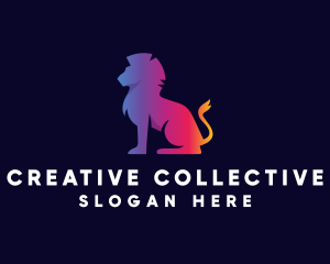 Gradient Lion Animal logo design