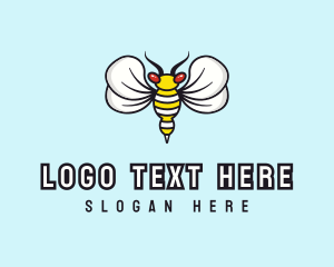 Insect - Flying Hornet Cartoon logo design