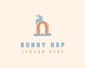 Boho Rainbow Bunny logo design