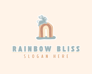 Boho Rainbow Bunny logo design