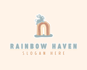 Boho Rainbow Bunny logo design