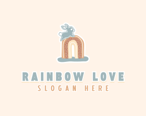 Boho Rainbow Bunny logo design