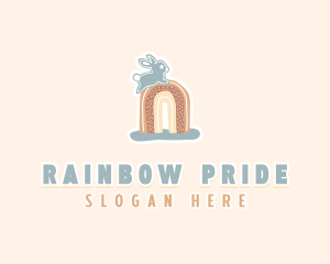 Boho Rainbow Bunny logo design