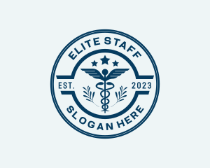 Medical Caduceus Staff logo design