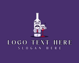 Liquor - Wine Bottle Glass logo design