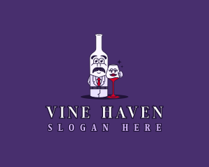 Wine Bottle Glass logo design