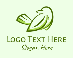 Flying - Green Leaf Dove logo design