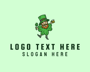 Gold Coin - Lucky Leprechaun Shamrock logo design