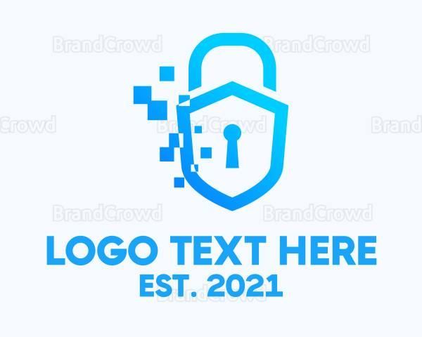 Pixelated Security Shield Logo