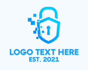 Telecom - Pixelated Security Shield logo design