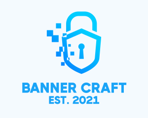 Pixelated Security Shield logo design