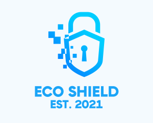 Pixelated Security Shield logo design