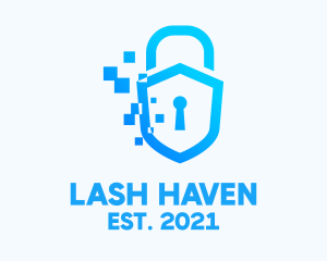 Pixelated Security Shield logo design