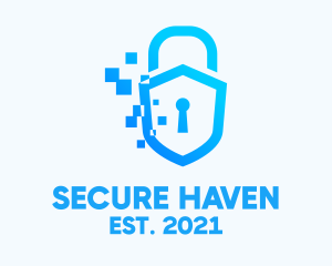 Privacy - Pixelated Security Shield logo design