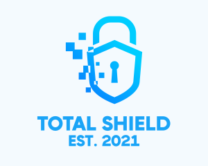 Pixelated Security Shield logo design