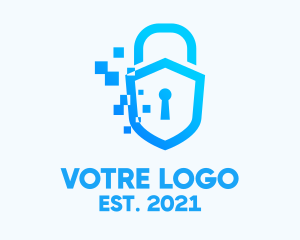 Blue - Pixelated Security Shield logo design