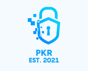 Pixelated Security Shield logo design