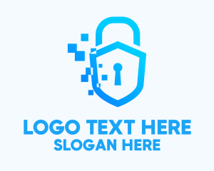 Pixelated Security Shield Logo