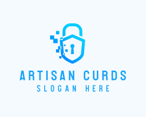 Pixelated Security Shield logo design